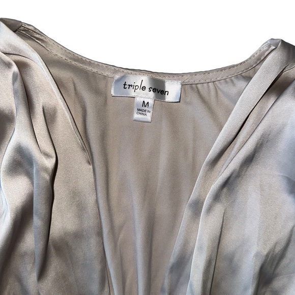 WOMENS SATIN BLOUSE, CHAMPAGNE COLOUR, SIZE  M | TRIPLE SEVEN - Picture 13 of 15